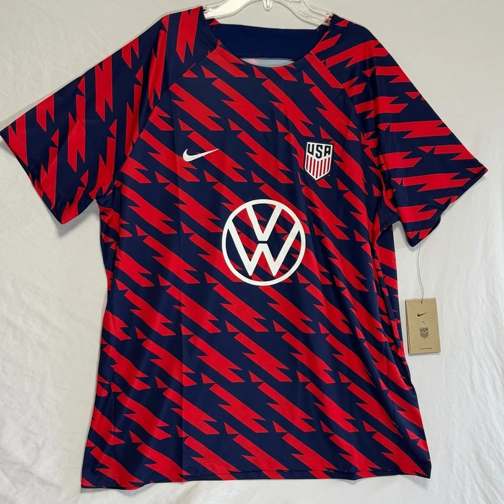 2023-24 USMNT Nike Pre Match Soccer Jersey Men’s XL USA Red Blue - Picture 1 of 5